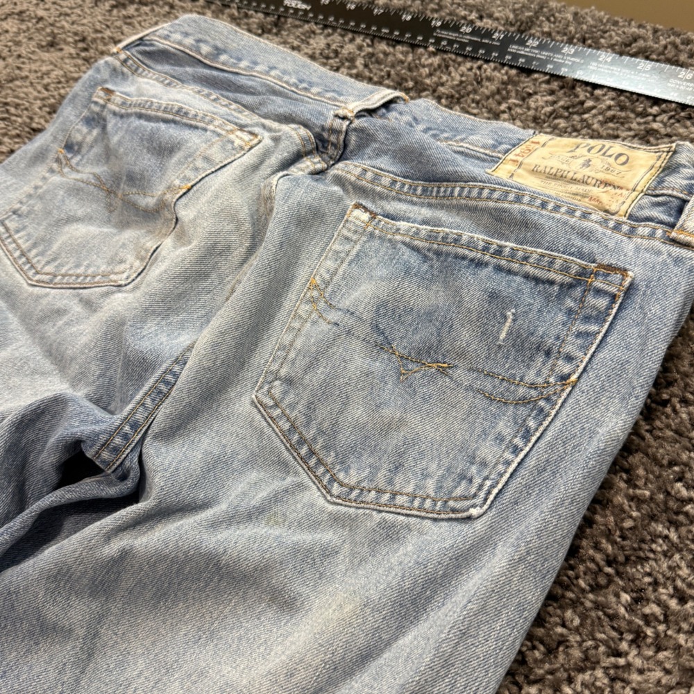 Vintage Polo Ralph Lauren Jeans Mens Light Wash Fair Distressed Straight 34x34